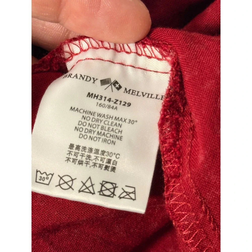 Brandy Melville Red Floral Ditsy Mini Dress Tie Back MH314-Z129 Burgundy